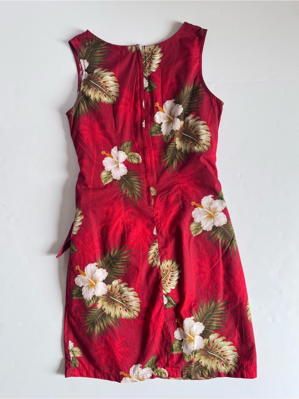Pacific Legend Apparel Floral Tie-Detail Sleeveless Mini Dress in Red,Size Large - Picture 3 of 8